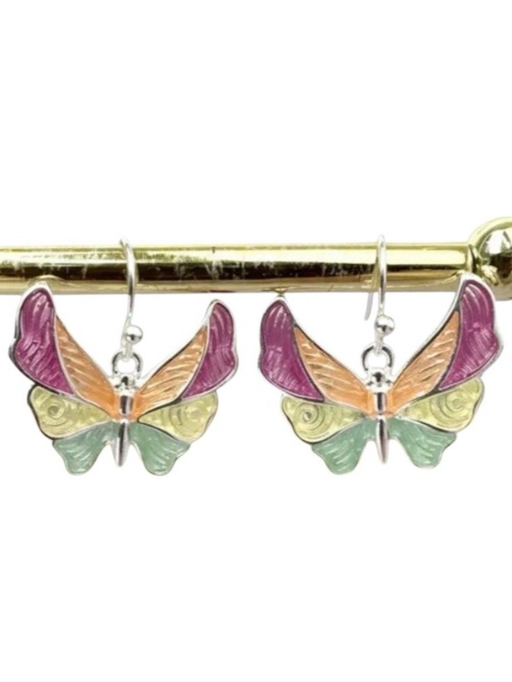 Icon Collection Island Hues Butterfly Silver Tone Earrings (NWT)